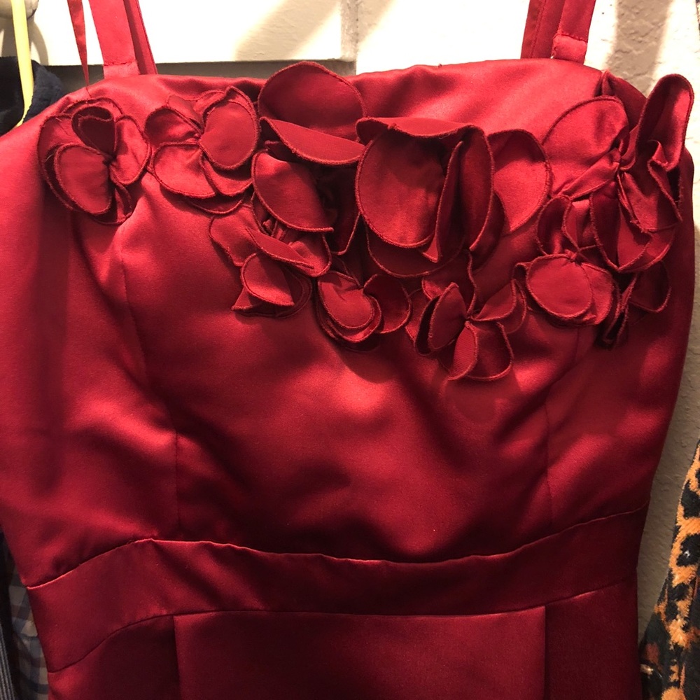 Convertible Red Cocktail Dress with flower detail